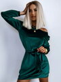 Velúrové šaty s dlhým rukávom FLV621 green 