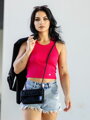 Vrúbkovaný dámsky croptop LOLLY hotpink