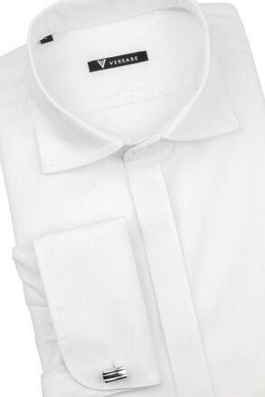 Klasická biela matná košeľa s krytým zapínaním v strihu  VS-PK-1715